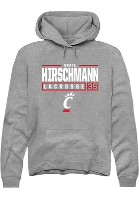 Grace Hirschmann  Rally Cincinnati Bearcats Mens Graphite NIL Stacked Box Long Sleeve Hoodie