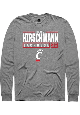 Grace Hirschmann  Cincinnati Bearcats Graphite Rally NIL Stacked Box Long Sleeve T Shirt