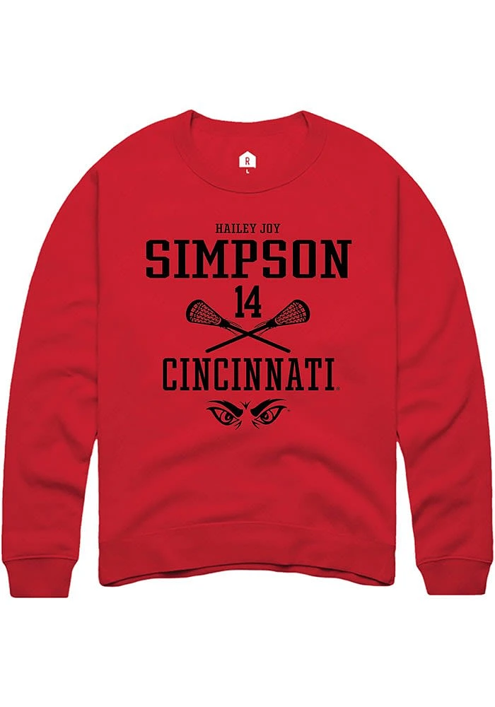 Hailey Joy Simpson  Rally Cincinnati Bearcats Mens Red NIL Sport Icon Long Sleeve Crew Sweatshir..