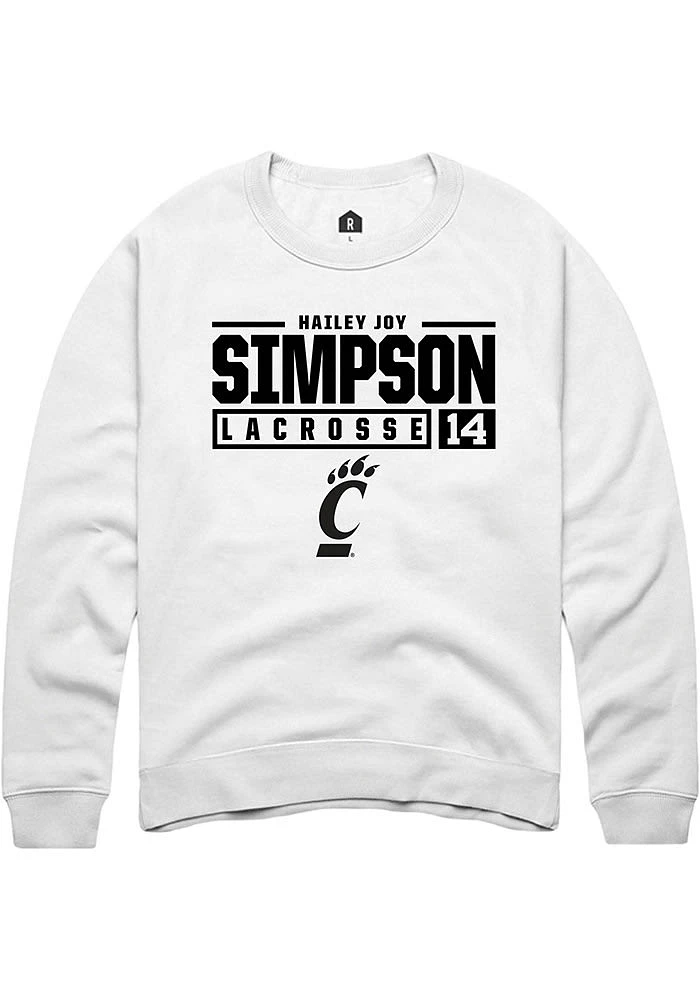 Hailey Joy Simpson Rally Cincinnati Bearcats Mens NIL Stacked Box Long Sleeve Crew Sweats