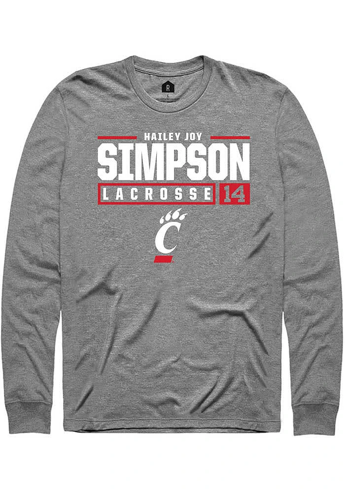 Hailey Joy Simpson  Cincinnati Bearcats Graphite Rally NIL Stacked Box Long Sleeve T Shirt