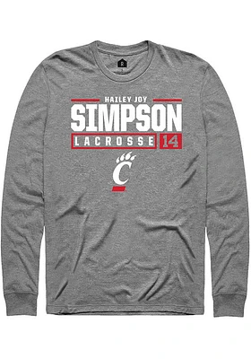 Hailey Joy Simpson  Cincinnati Bearcats Graphite Rally NIL Stacked Box Long Sleeve T Shirt