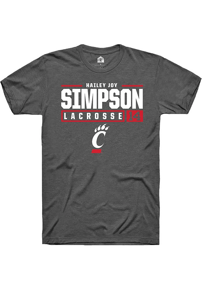 Hailey Joy Simpson  Cincinnati Bearcats Dark Grey Rally NIL Stacked Box Short Sleeve T Shirt