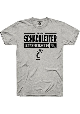 Isaac Schachleiter  Cincinnati Bearcats Ash Rally NIL Stacked Box Short Sleeve T Shirt