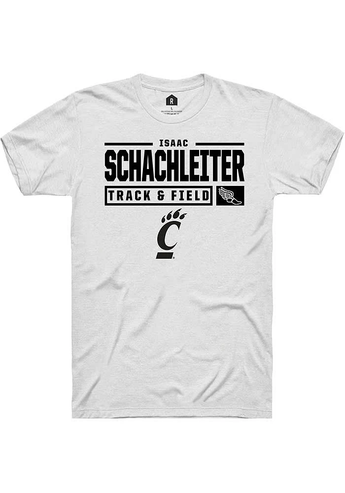 Isaac Schachleiter Cincinnati Bearcats Rally NIL Stacked Box Short Sleeve T Shirt