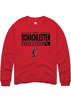 Isaac Schachleiter  Rally Cincinnati Bearcats Mens Red NIL Stacked Box Long Sleeve Crew Sweatshi..