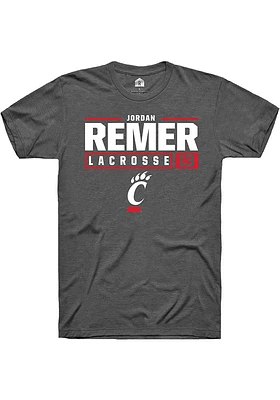 Jordan Remer  Cincinnati Bearcats Dark Grey Rally NIL Stacked Box Short Sleeve T Shirt