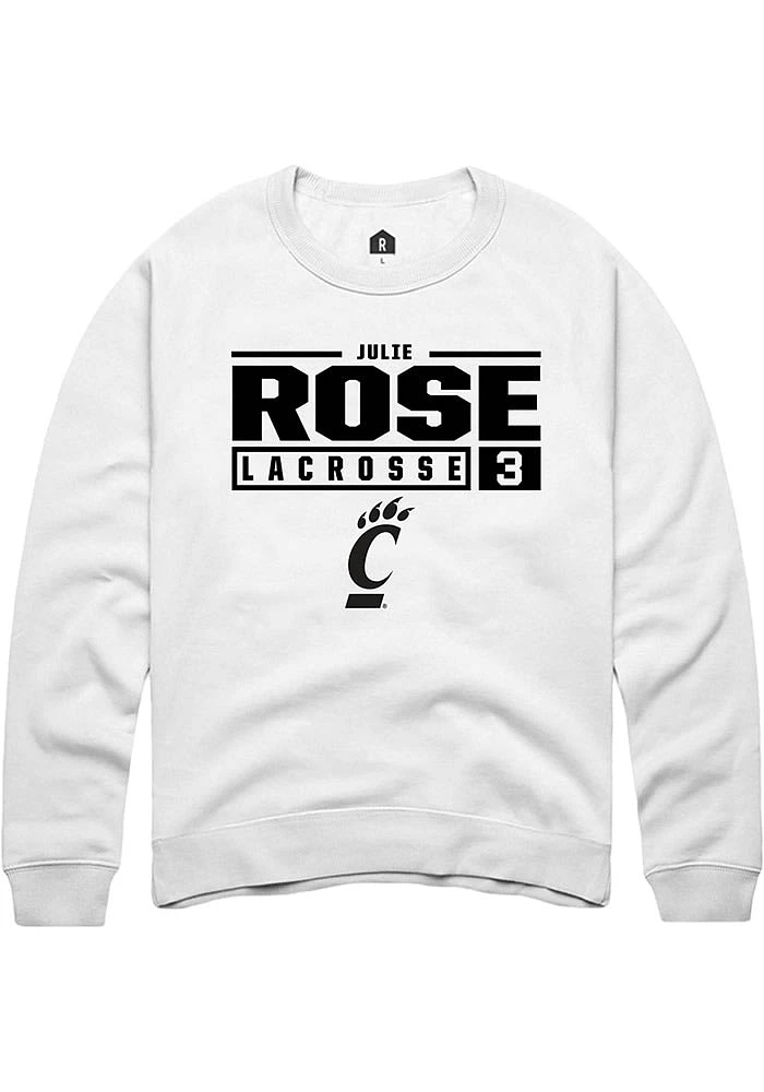 Julie Rose Rally Cincinnati Bearcats Mens NIL Stacked Box Long Sleeve Crew Sweatshirt