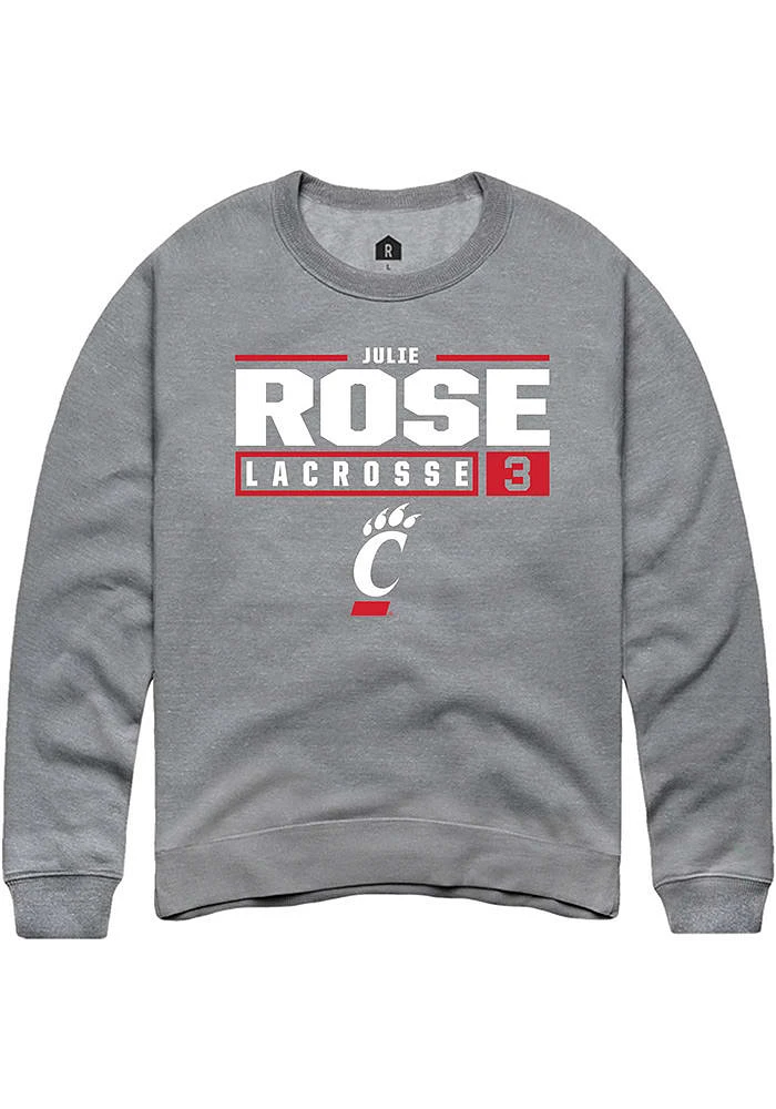 Julie Rose  Rally Cincinnati Bearcats Mens Graphite NIL Stacked Box Long Sleeve Crew Sweatshirt