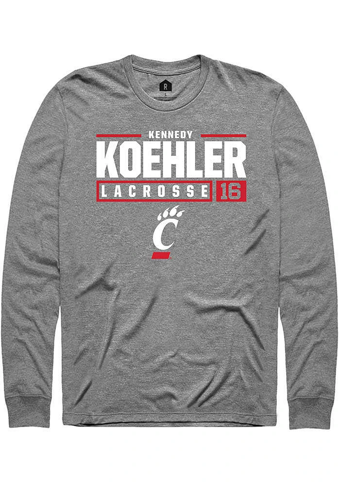 Kennedy Koehler  Cincinnati Bearcats Graphite Rally NIL Stacked Box Long Sleeve T Shirt