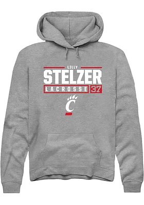 Lilly Stelzer  Rally Cincinnati Bearcats Mens Graphite NIL Stacked Box Long Sleeve Hoodie