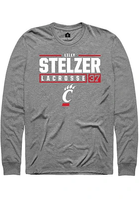 Lilly Stelzer  Cincinnati Bearcats Graphite Rally NIL Stacked Box Long Sleeve T Shirt