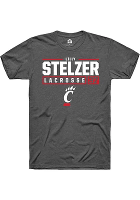 Lilly Stelzer  Cincinnati Bearcats Dark Grey Rally NIL Stacked Box Short Sleeve T Shirt