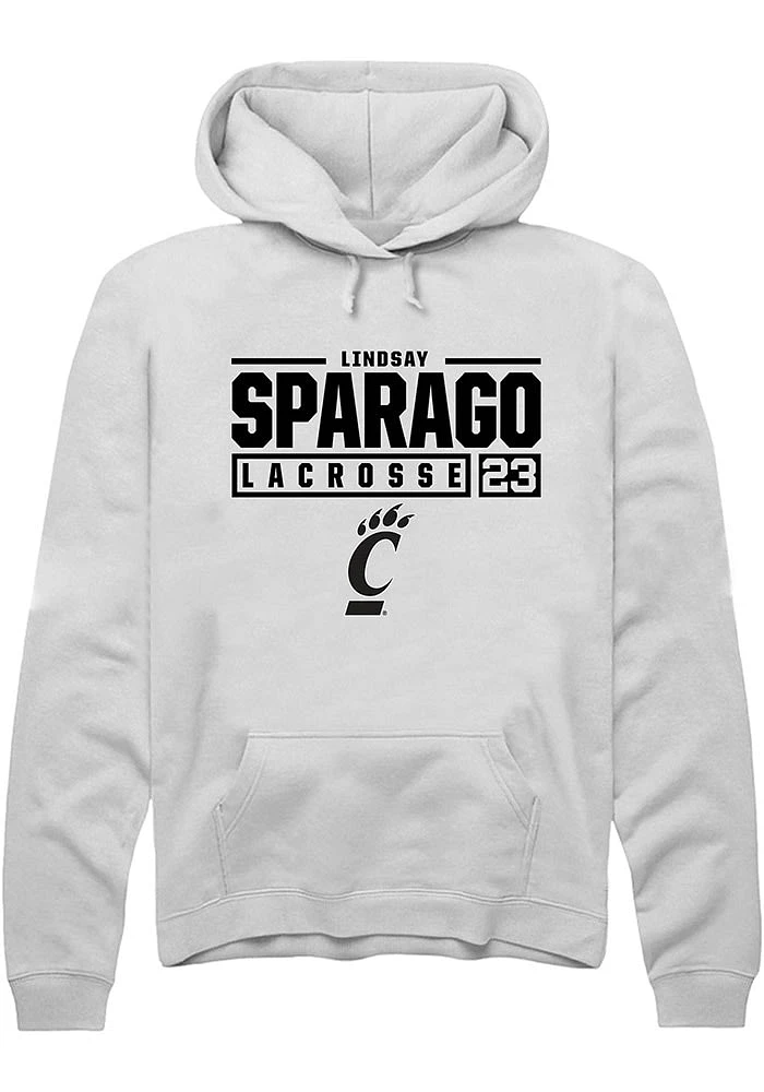 Lindsay Sparago Rally Cincinnati Bearcats Mens NIL Stacked Box Long Sleeve Hoodie