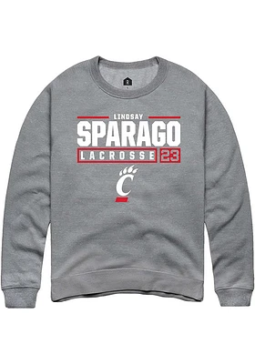 Lindsay Sparago  Rally Cincinnati Bearcats Mens Graphite NIL Stacked Box Long Sleeve Crew Sweats..