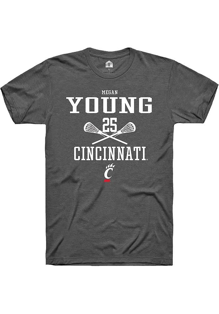 Megan Young  Cincinnati Bearcats Dark Grey Rally NIL Sport Icon Short Sleeve T Shirt