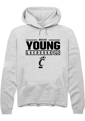 Megan Young Rally Cincinnati Bearcats Mens NIL Stacked Box Long Sleeve Hoodie