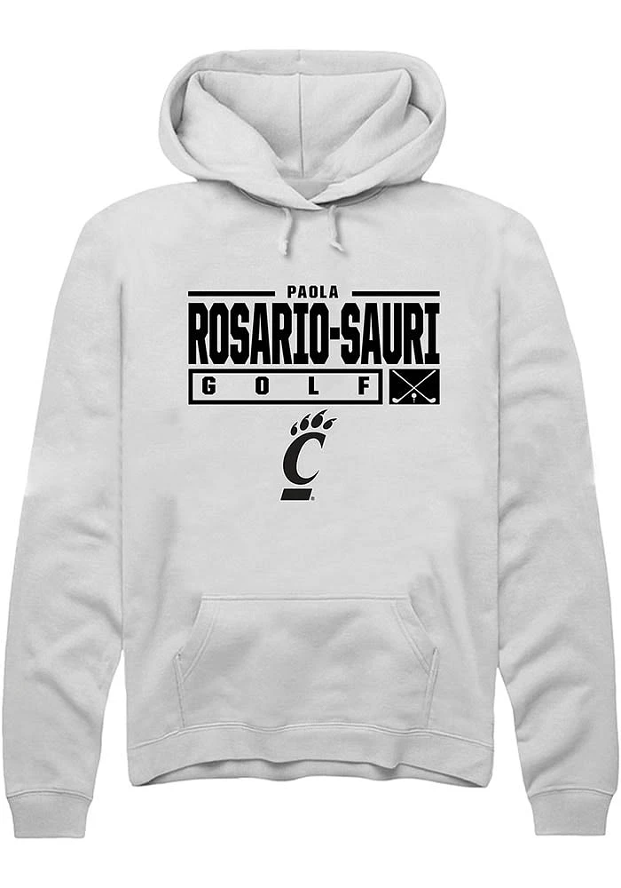 Paola Rosario-Sauri Rally Cincinnati Bearcats Mens NIL Stacked Box Long Sleeve Hoodie