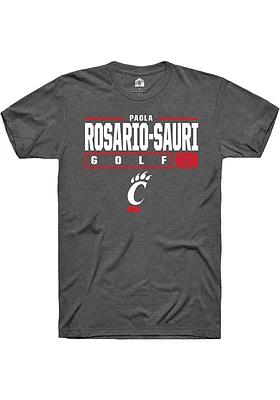 Paola Rosario-Sauri  Cincinnati Bearcats Dark Grey Rally NIL Stacked Box Short Sleeve T Shirt