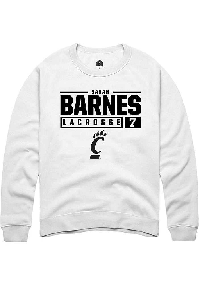 Sarah Barnes Rally Cincinnati Bearcats Mens NIL Stacked Box Long Sleeve Crew Sweatshirt