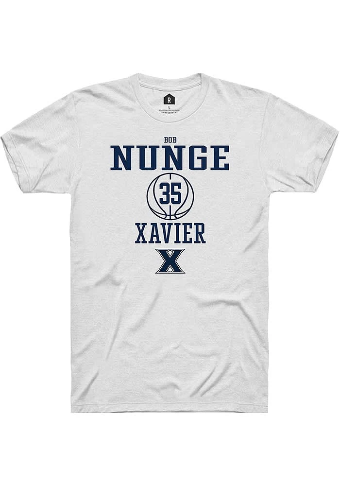 Bob Nunge  Xavier Musketeers White Rally NIL Sport Icon Short Sleeve T Shirt