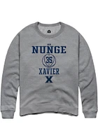 Bob Nunge  Rally Xavier Musketeers Mens Graphite NIL Sport Icon Long Sleeve Crew Sweatshirt