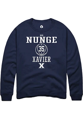 Bob Nunge  Rally Xavier Musketeers Mens Navy Blue NIL Sport Icon Long Sleeve Crew Sweatshirt