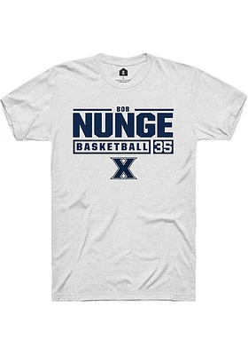 Bob Nunge  Xavier Musketeers White Rally NIL Stacked Box Short Sleeve T Shirt