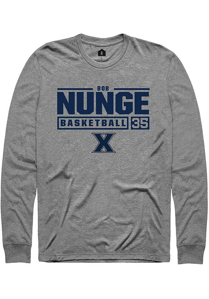 Bob Nunge  Xavier Musketeers Graphite Rally NIL Stacked Box Long Sleeve T Shirt