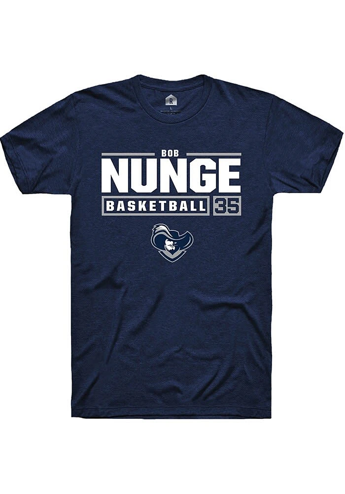 Bob Nunge  Xavier Musketeers Navy Blue Rally NIL Stacked Box Short Sleeve T Shirt