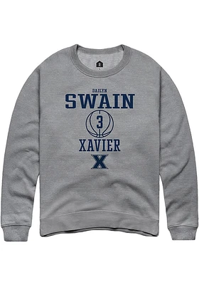 Dailyn Swain  Rally Xavier Musketeers Mens Graphite NIL Sport Icon Long Sleeve Crew Sweatshirt