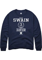 Dailyn Swain  Rally Xavier Musketeers Mens Navy Blue NIL Sport Icon Long Sleeve Crew Sweatshirt