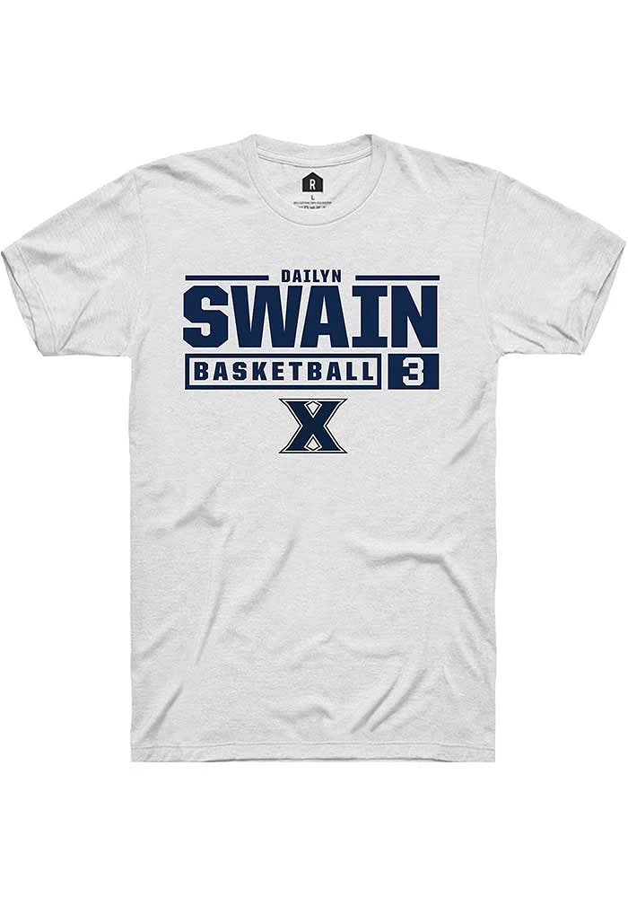 Dailyn Swain  Xavier Musketeers White Rally NIL Stacked Box Short Sleeve T Shirt