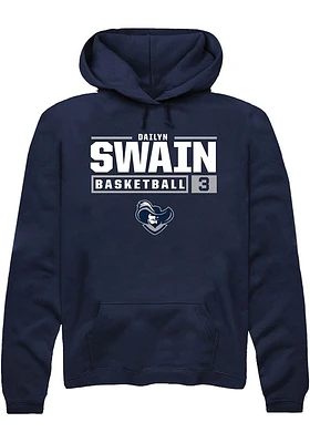 Dailyn Swain  Rally Xavier Musketeers Mens Navy Blue NIL Stacked Box Long Sleeve Hoodie