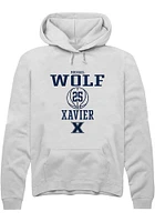 Michael Wolf  Rally Xavier Musketeers Mens White NIL Sport Icon Long Sleeve Hoodie