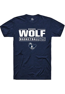 Michael Wolf  Xavier Musketeers Navy Blue Rally NIL Stacked Box Short Sleeve T Shirt