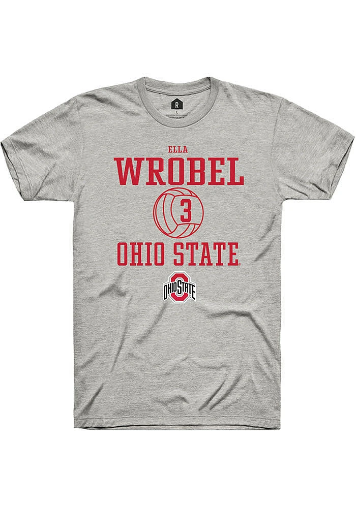 Ella Wrobel  Ohio State Buckeyes Ash Rally NIL Sport Icon Short Sleeve T Shirt