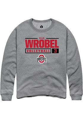 Ella Wrobel  Rally Ohio State Buckeyes Mens Graphite NIL Stacked Box Long Sleeve Crew Sweatshirt