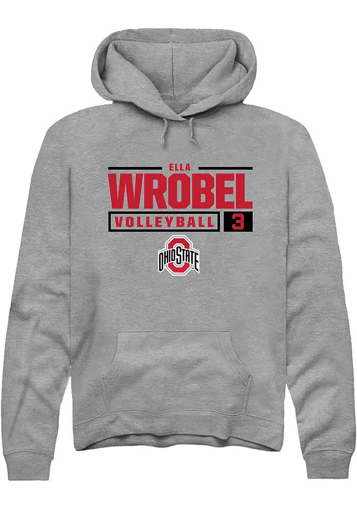 Ella Wrobel  Rally Ohio State Buckeyes Mens Graphite NIL Stacked Box Long Sleeve Hoodie