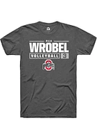 Ella Wrobel  Ohio State Buckeyes Dark Grey Rally NIL Stacked Box Short Sleeve T Shirt