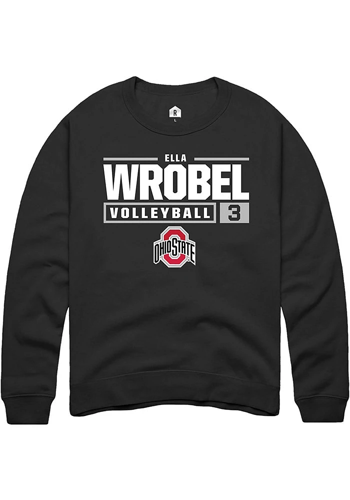 Ella Wrobel Rally Ohio State Buckeyes Mens NIL Stacked Box Long Sleeve Crew Sweatshirt