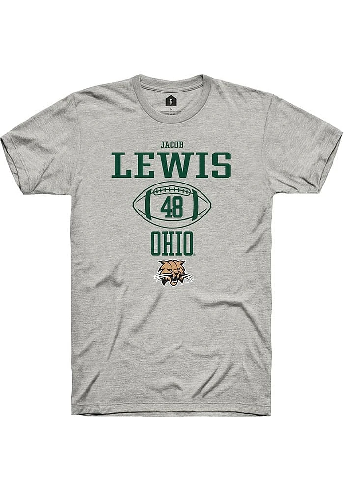 Jacob Lewis  Ohio Bobcats Ash Rally NIL Sport Icon Short Sleeve T Shirt