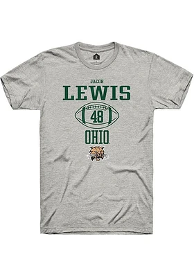 Jacob Lewis  Ohio Bobcats Ash Rally NIL Sport Icon Short Sleeve T Shirt