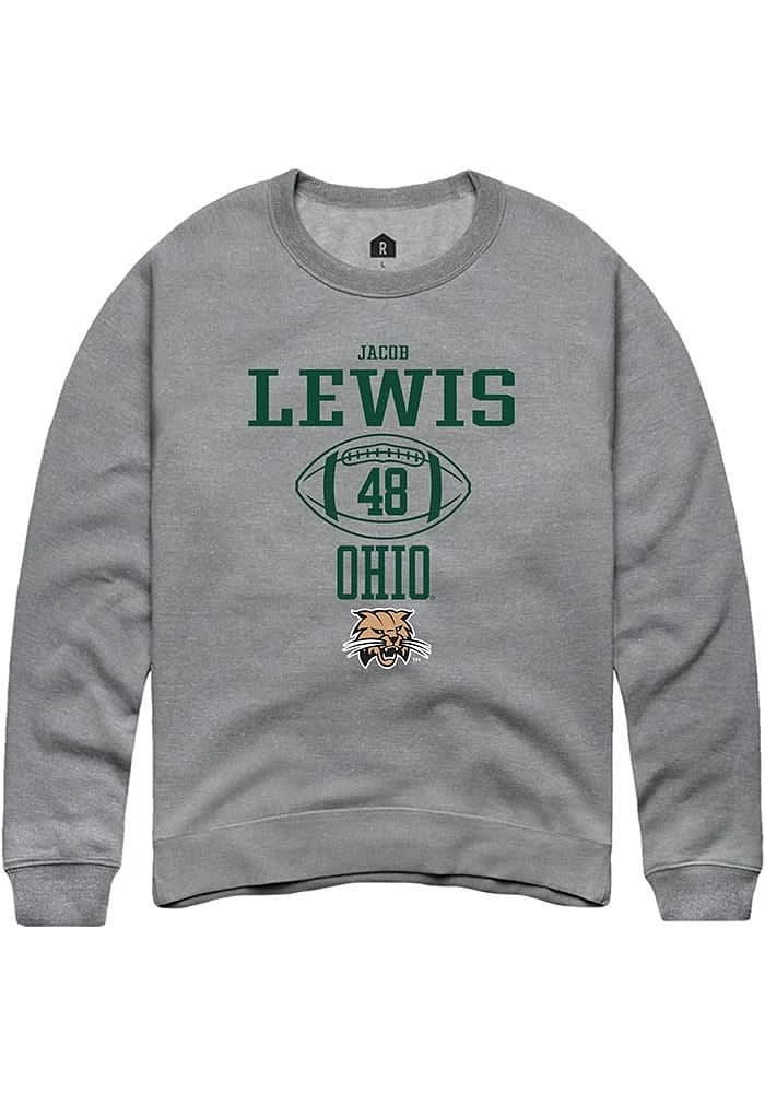 Jacob Lewis  Rally Ohio Bobcats Mens Graphite NIL Sport Icon Long Sleeve Crew Sweatshirt