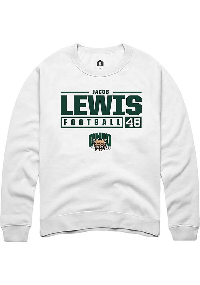 Jacob Lewis Rally Ohio Bobcats Mens NIL Stacked Box Long Sleeve Crew Sweatshirt