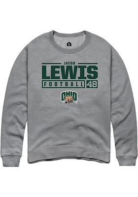 Jacob Lewis  Rally Ohio Bobcats Mens Graphite NIL Stacked Box Long Sleeve Crew Sweatshirt