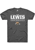 Jacob Lewis  Ohio Bobcats Dark Grey Rally NIL Stacked Box Short Sleeve T Shirt