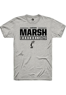 Carson Marsh  Cincinnati Bearcats Ash Rally NIL Stacked Box Short Sleeve T Shirt