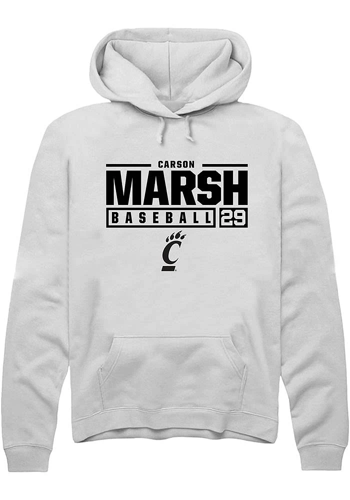 Carson Marsh Rally Mens Cincinnati Bearcats NIL Stacked Box Hooded Sweatshirt