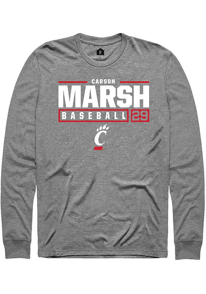 Carson Marsh  Cincinnati Bearcats Graphite Rally NIL Stacked Box Long Sleeve T Shirt